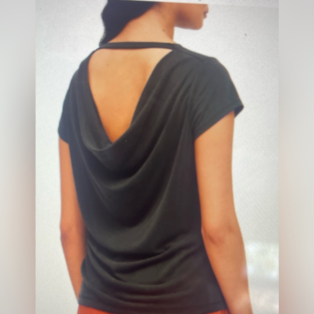 Banana Republic Modal Cowl neck short sleeve top in black size XXS NWT